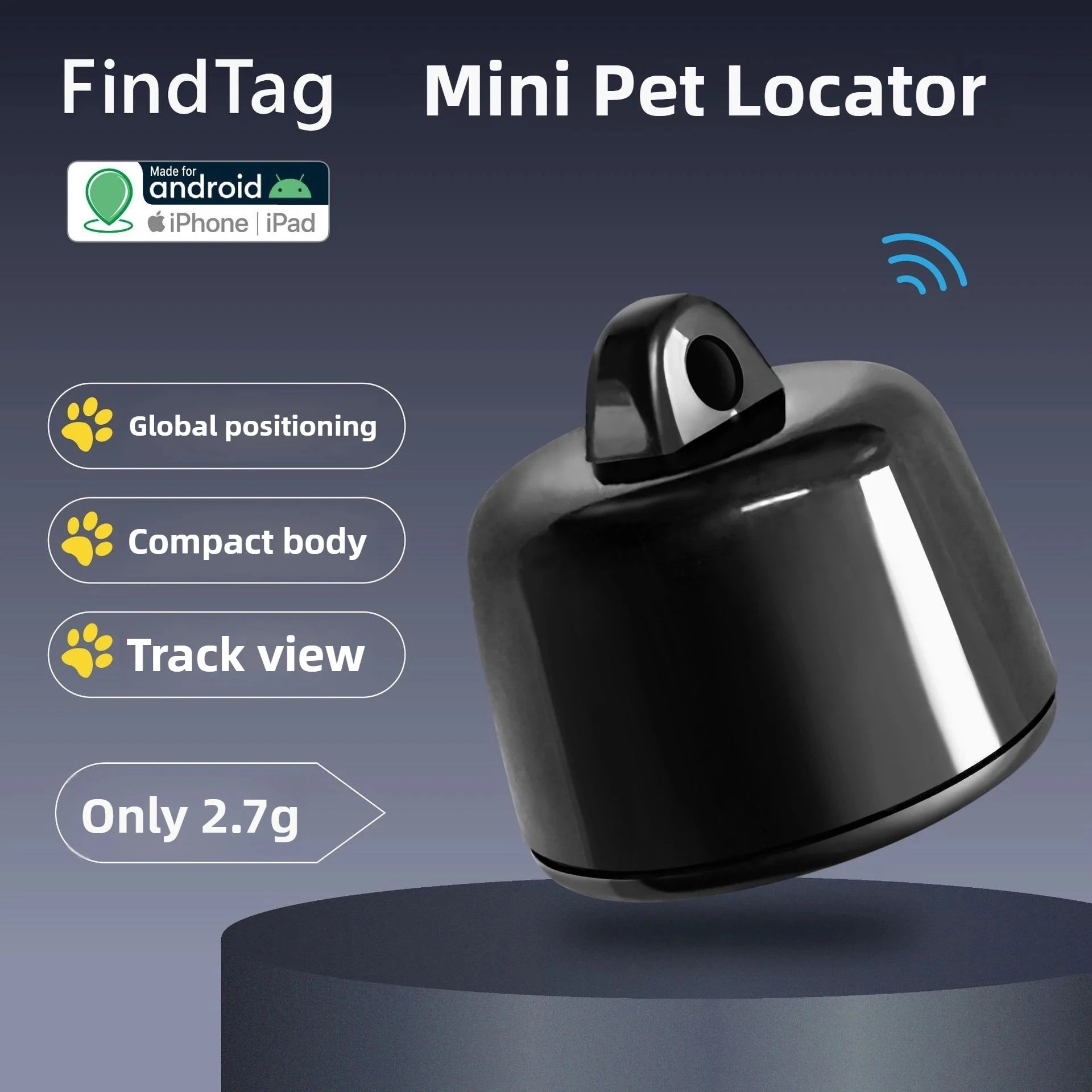 Mini Rastreador GPS para Mascotas, Localizador Global Compatible con Sistemas Android e iOS para Pájaros, Perros y Gatos, Visualiza el Movimiento de los Últimos 3 Días