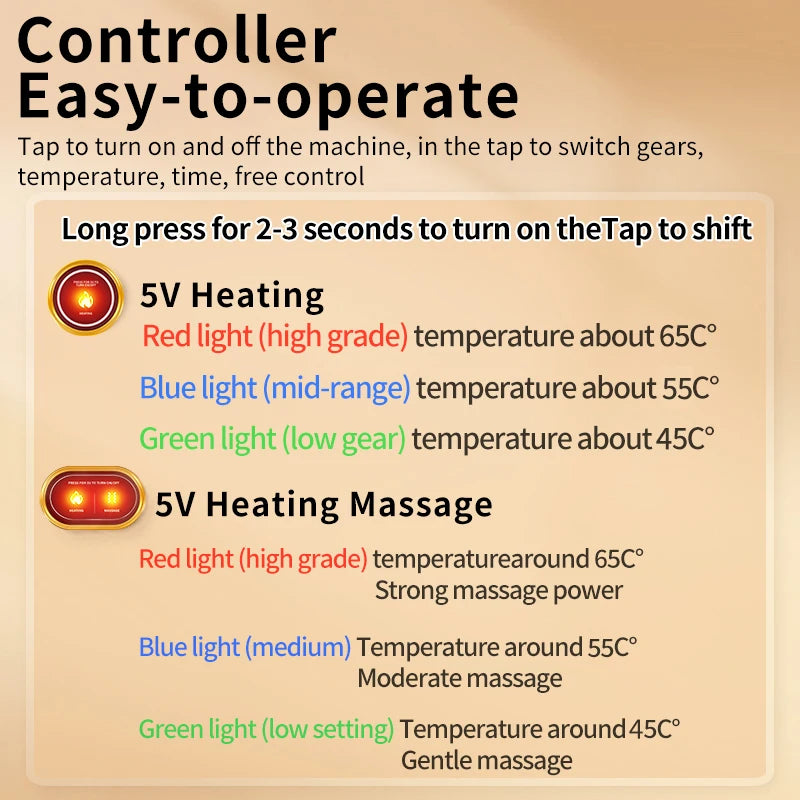 Guantes Eléctricos con Calor y Vibración, Masajeador con 3 Temperaturas Ajustables, Compresa Caliente para Aliviar el Malestar de Manos y Dedos