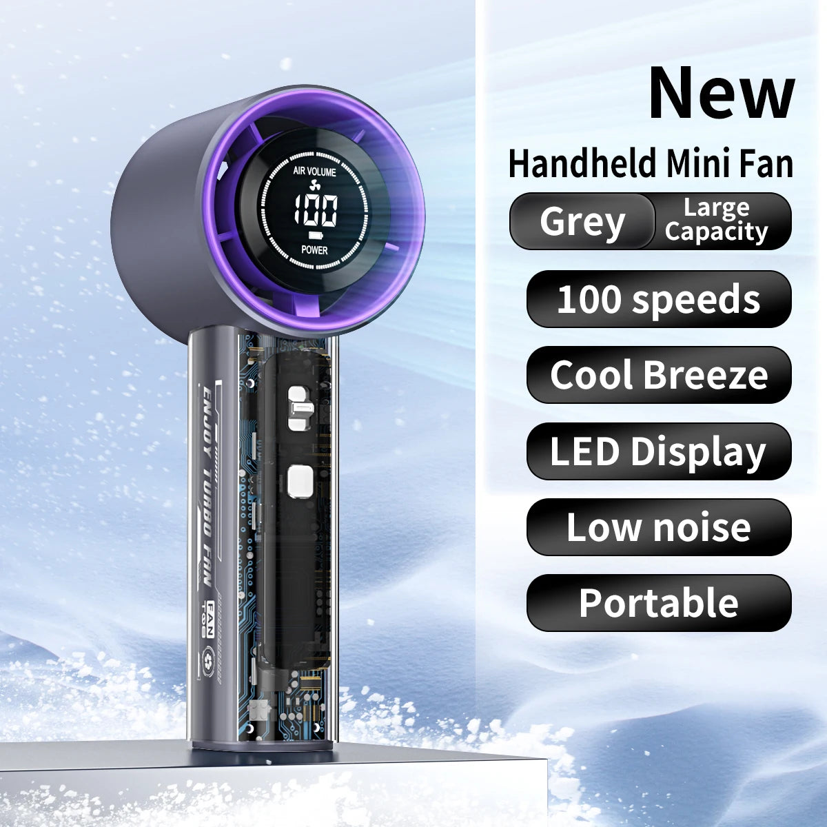 Ventilador de Mano Digital Turbo Portátil 100 Niveles