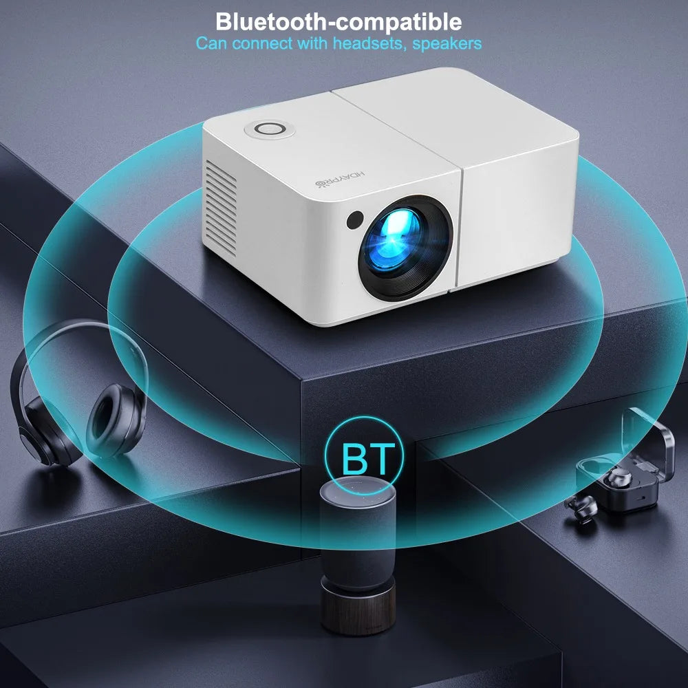Proyector LED Full HD 1080P 4K HD300 WIFI 450 ANSI Mini Portátil para Cine en Casa, Dormitorio, Multimedia, Proyector Inteligente