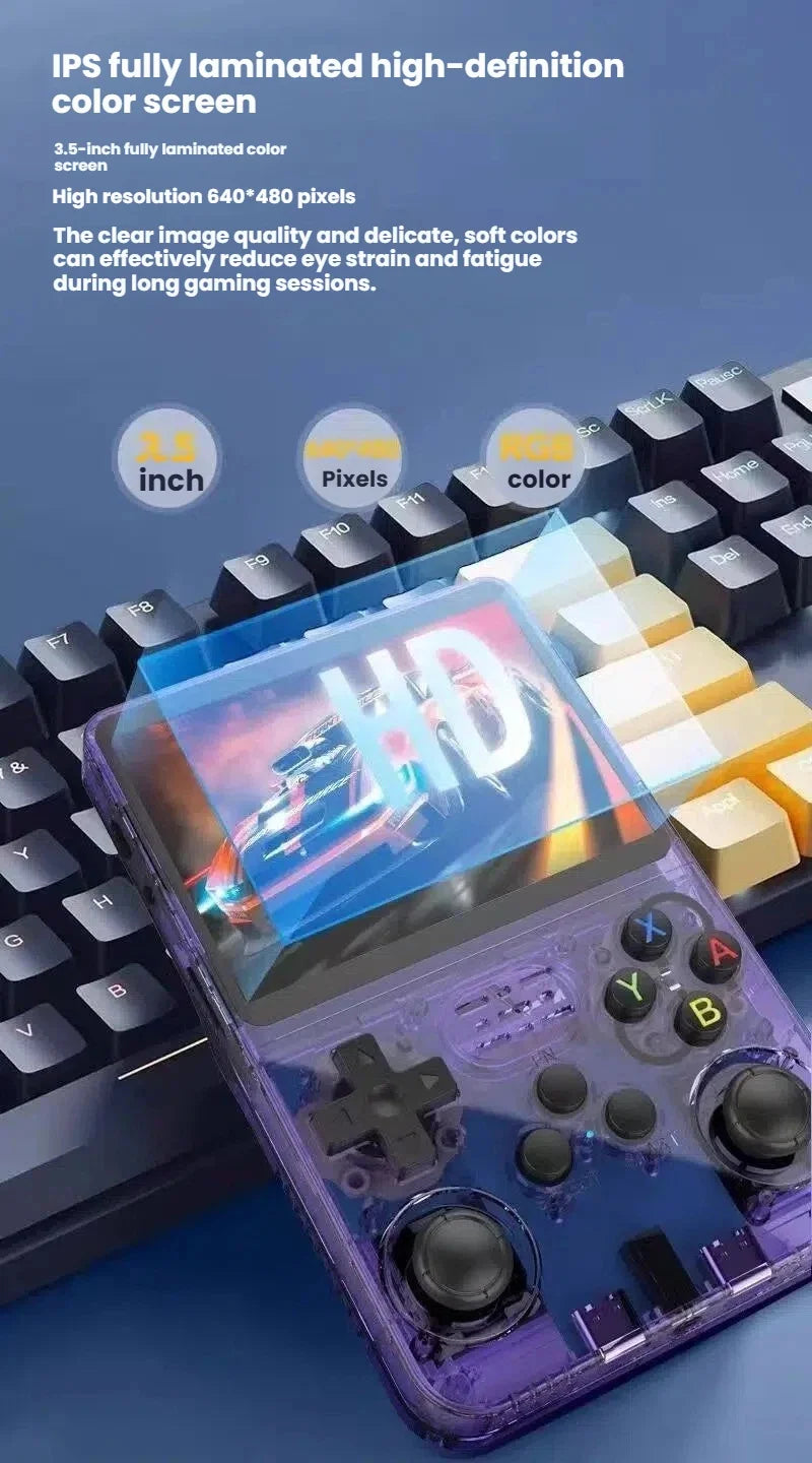 Consola de Juegos Retro R36S, Pantalla IPS de 3.5 Pulgadas, Sistema Linux, 64 GB