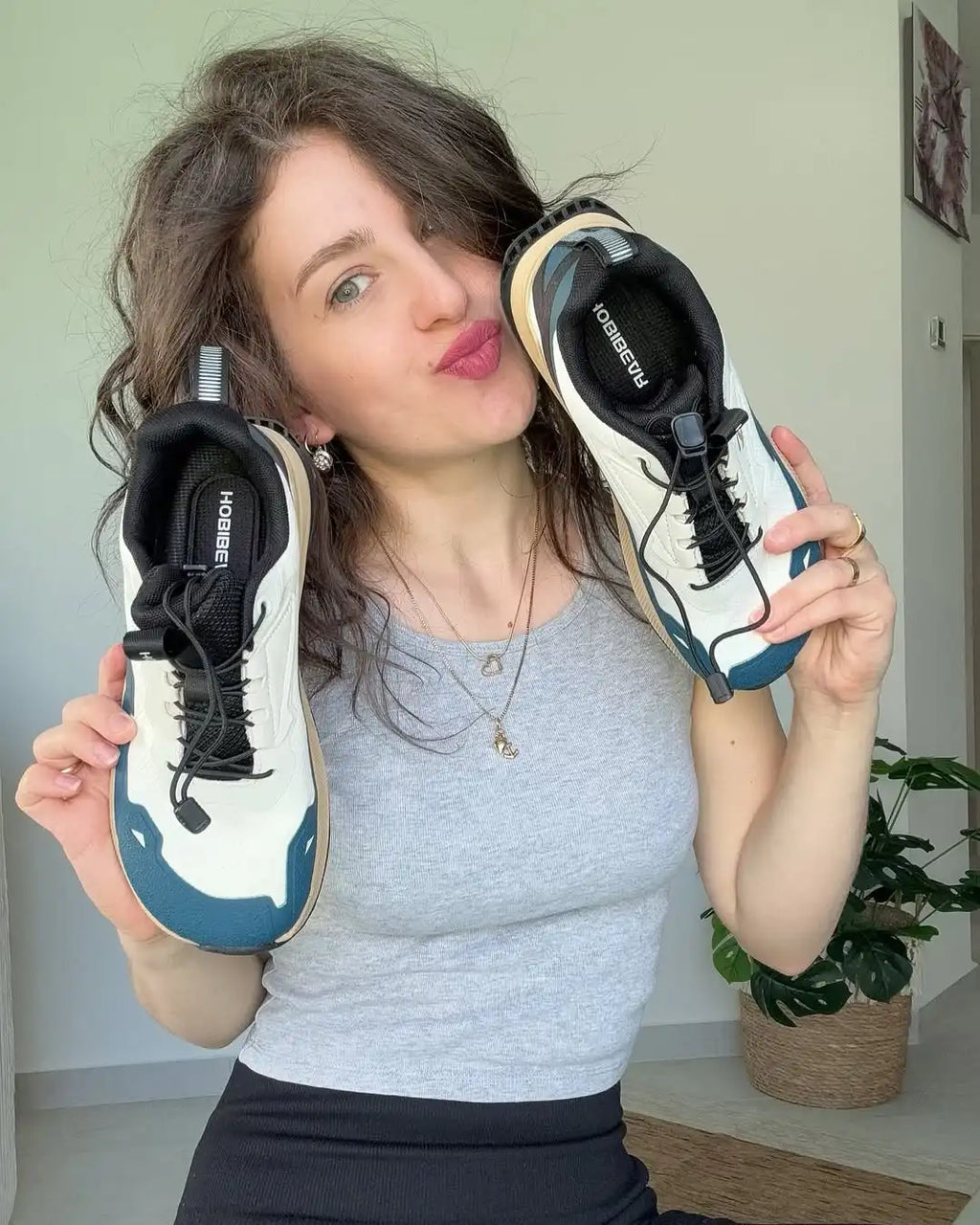 HOBIBEAR Zapatos para correr unisex, zapatillas de senderismo con banda elástica, zapatos casuales ligeros y transpirables