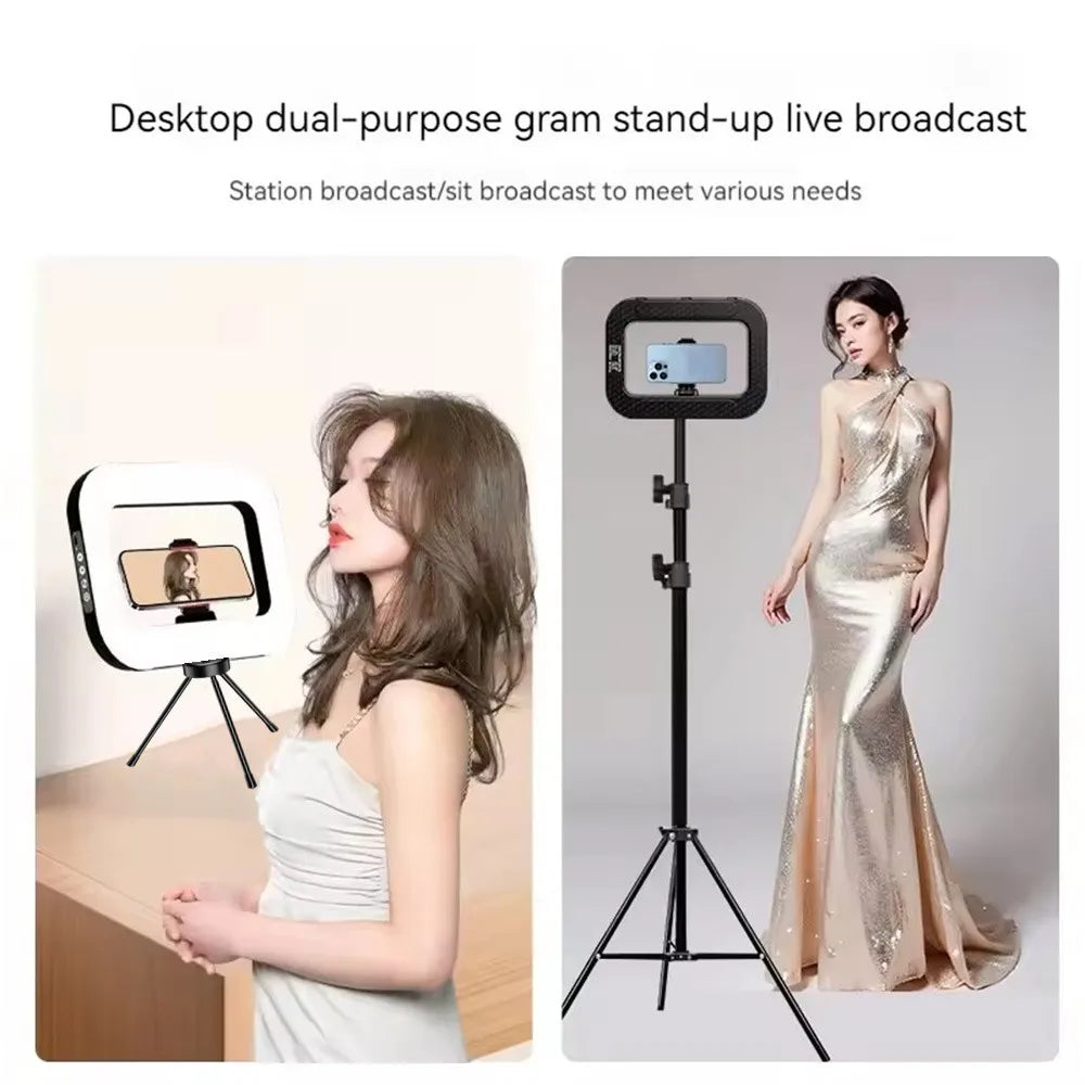 MEUYAG - Lámpara LED Cuadrada con Clip para Selfies, Iluminación para Fotografía, Grabación de Video, Transmisión en Vivo, Luz de Relleno Móvil