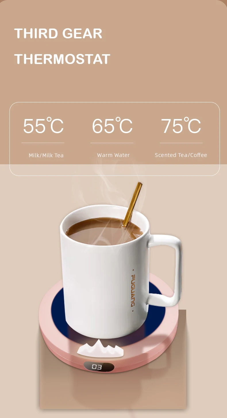 Taza de café inteligente, calentador de tazas con calefacción USB portátil, calentadores de tazas de café de 3 engranajes, Control de temperatura de calentamiento rápido de 10W, apagado automático de 8H