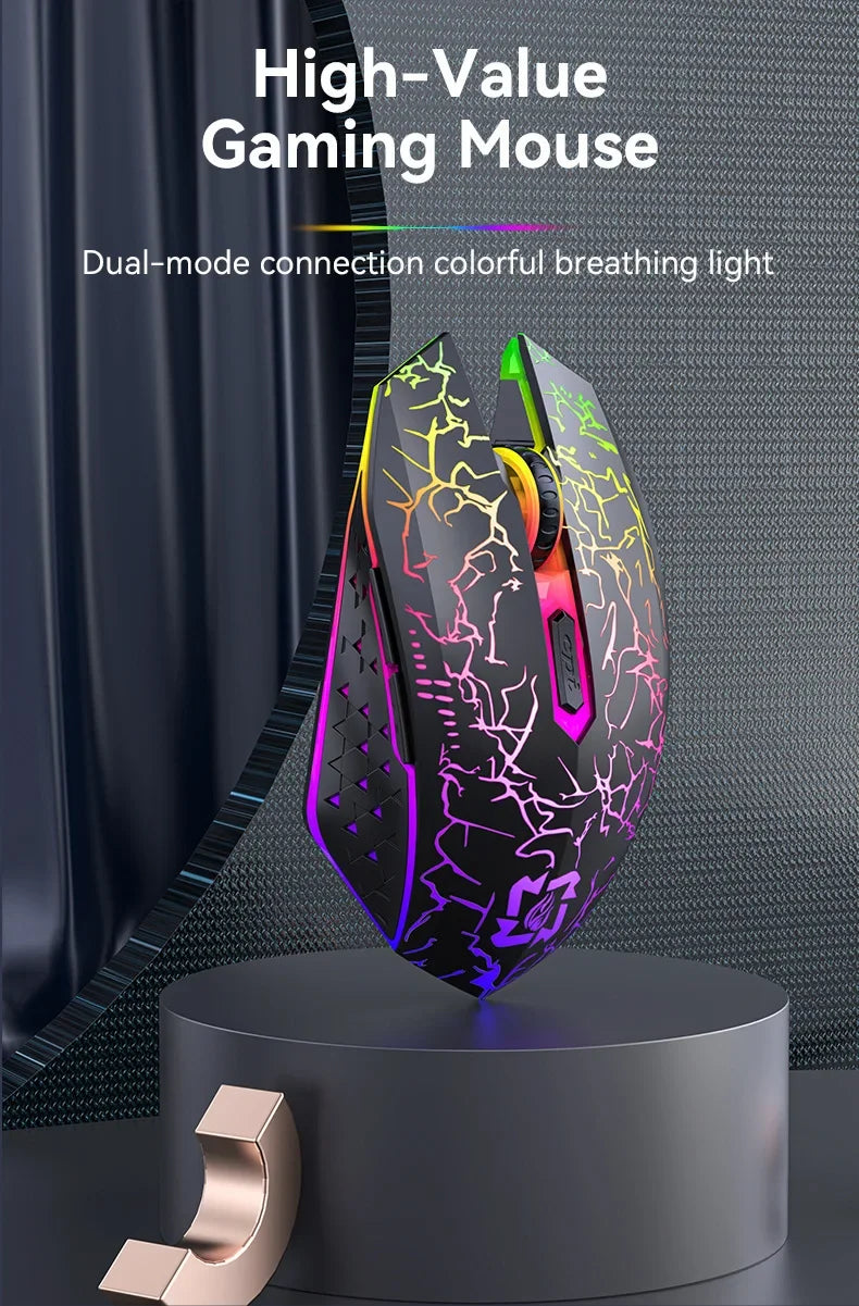 Ratón inalámbrico Bluetooth 5,2, ratón RGB para juegos, ratón silencioso, ratón recargable de 800-1200-1600 DPI, ratón para PC, portátil, Macbook