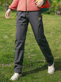 Pantalones informales de invierno con forro polar para mujer con cinturón, resistentes al viento, resistentes al desgaste, repelentes al agua, con múltiples bolsillos, adecuados para el trabajo diario y actividades al aire