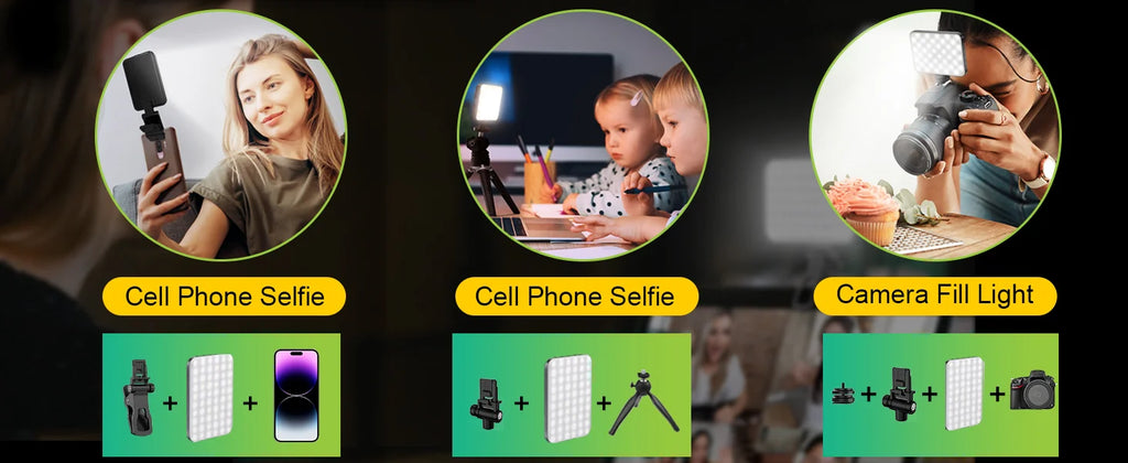 Nueva luz para selfies, 60 luces LED para teléfono, luz de relleno, 7 modos de salida, Kit de lámpara de vídeo regulable 2500K-6500K, Panel de luz bicolor CRI 97+
