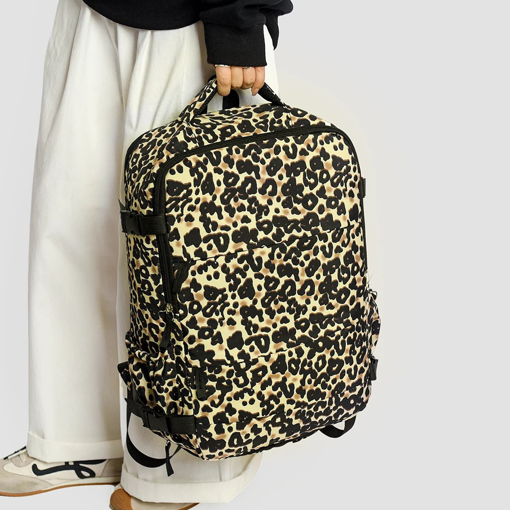 Mochila de Viaje con Estampado de Leopardo de Gran Capacidad
