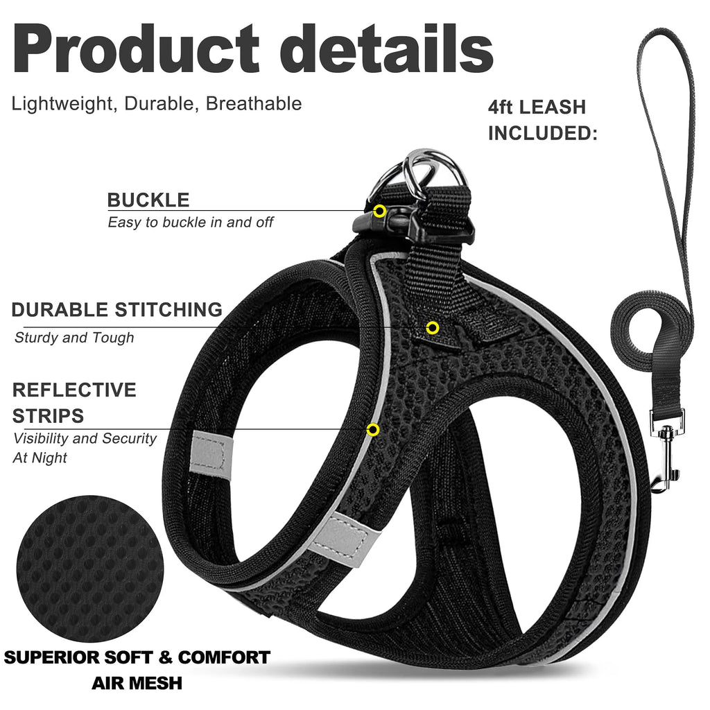 Arnés para perros y gatos con correa de plomo, chaleco ajustable, arneses transpirables de malla de poliéster, sti reflectante para accesorios para perros pequeños y gatos
