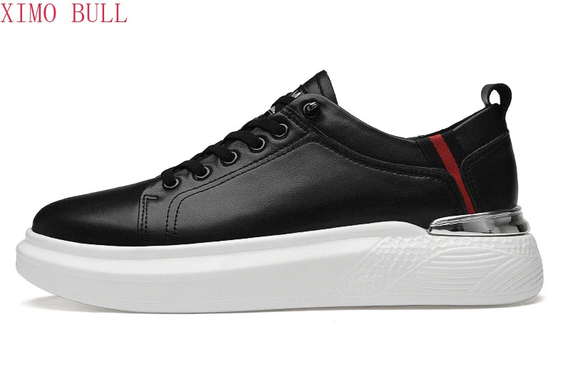 Zapatillas de deporte de cuero genuino para hombres, zapatos con elevador, zapatos invisibles transpirables, zapatillas de deporte casuales de moda para hombres
