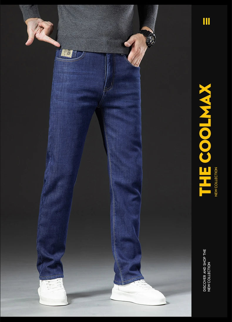 Pantalones Vaqueros de Invierno para Hombre, Forro de Cordero, Talla Grande