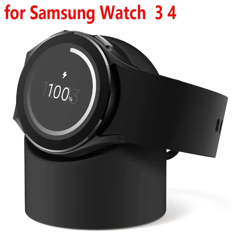 Soporte de carga de silicona Dsktop para Samsung Galaxy Watch 5, 4, 3, 40mm, 42mm, 44mm, 5 Pro, 45mm, Base de carga clásica de 46mm