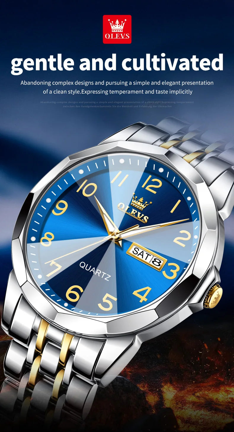 Reloj de Cuarzo Analógico para Hombre OLEVS 9970 Acero Inoxidable Negocios