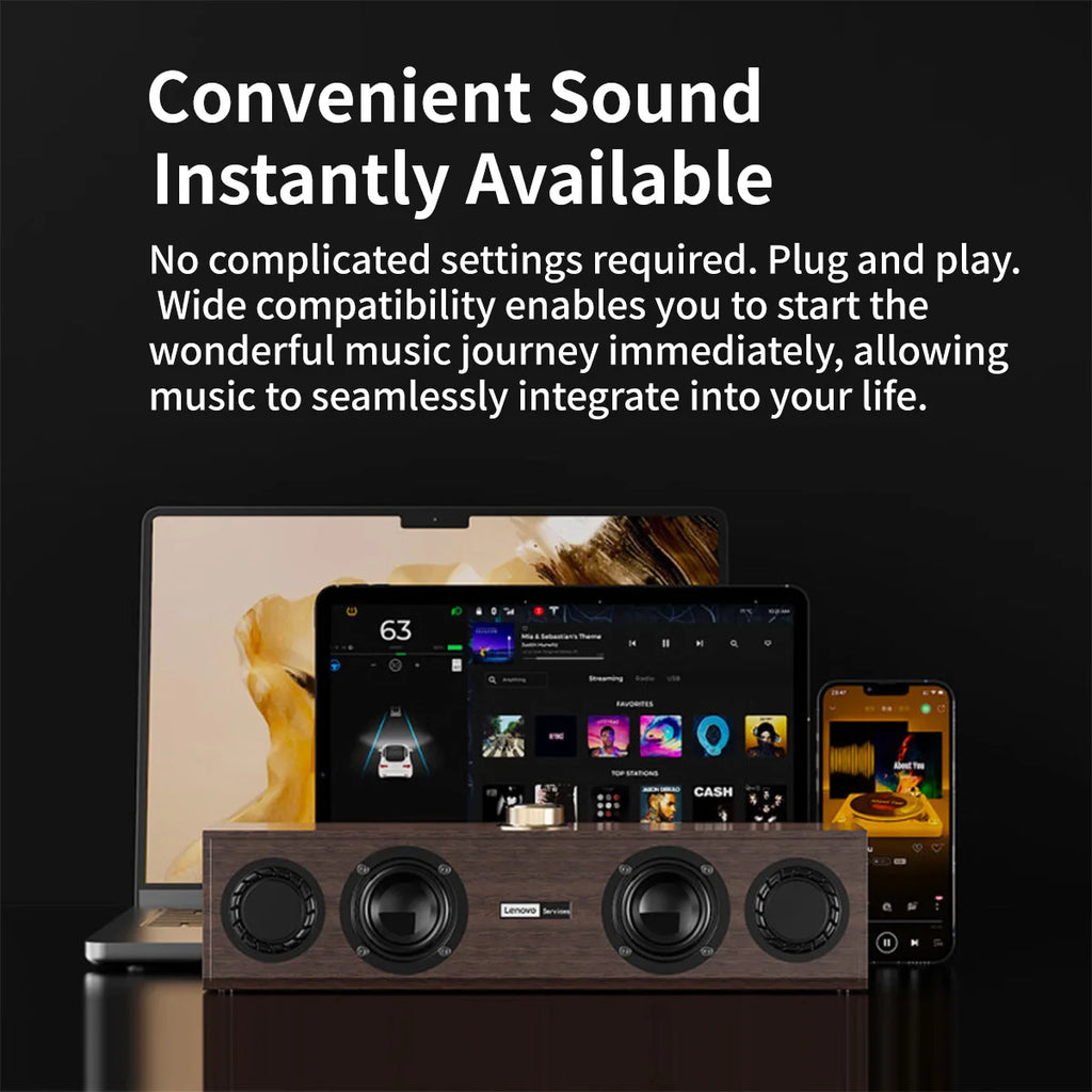 Altavoz multimedia Lenovo C02, altavoz Bluetooth, altavoz de modo dual con cable/Bluetooth, altavoz retro universal para TV, computadora y teléfono móvil, subwoofer