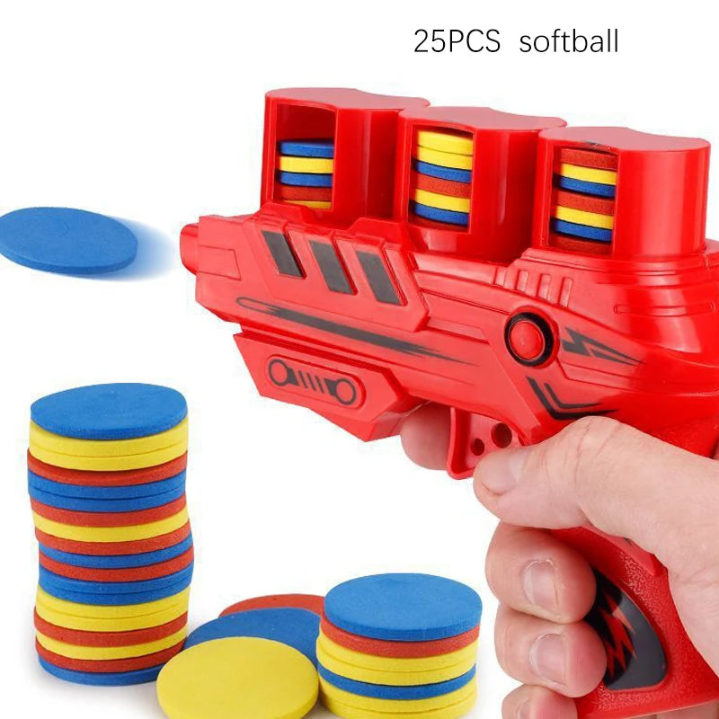 Pistola voladora de tiro para niños, juguete de seguridad EVA, espuma suave, disco lanzador, juegos de interacción entre padres e hijos al aire libre
