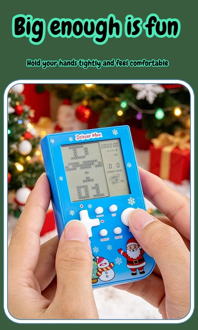 Consola de Juegos Retro con Diseño de Ladrillos Navideños, Tetris con Temática Festiva, Consola Electrónica Portátil, Regalo Festivo