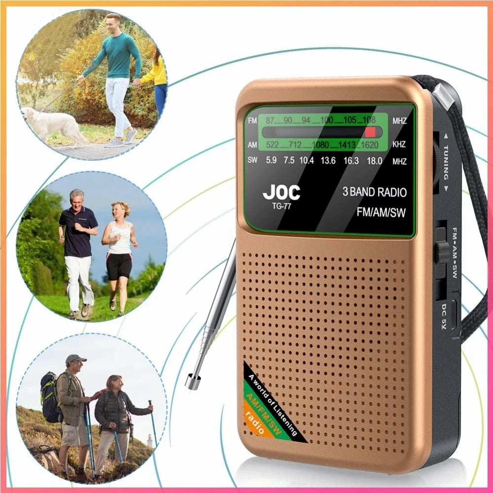 Radio Portátil FM AM SW de Bolsillo con Altavoz y Pantalla HD