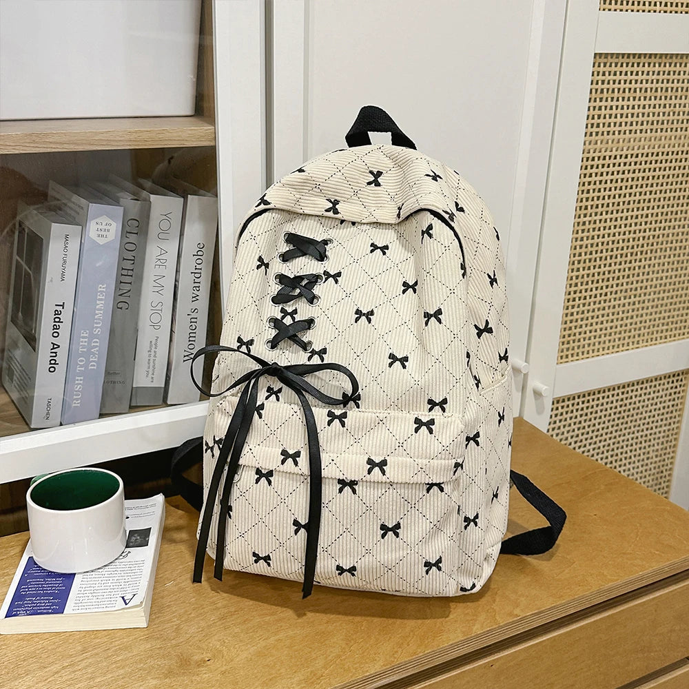 Mochila de Pana para Mujer, Gran Capacidad Estilo Universitario para Viajes