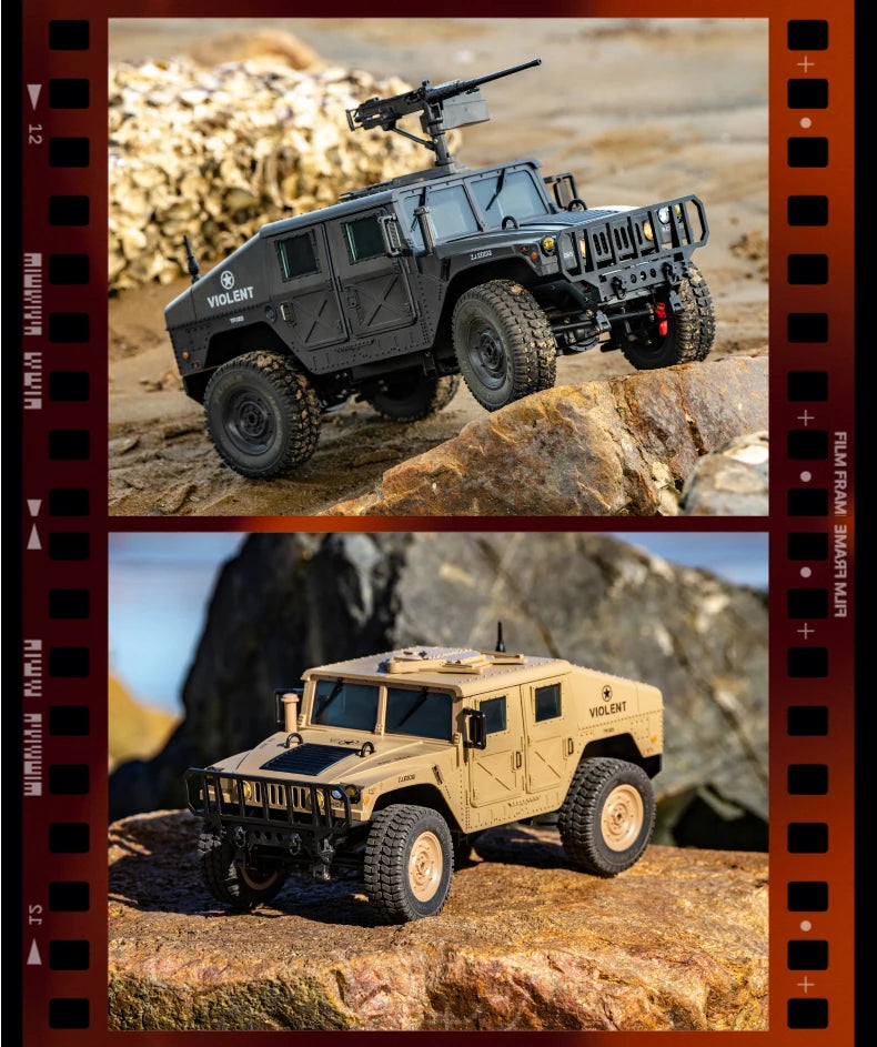 Coche RC Militar Crawler 4WD 2.4G 1:14, Vehículo Todoterreno con Accesorios