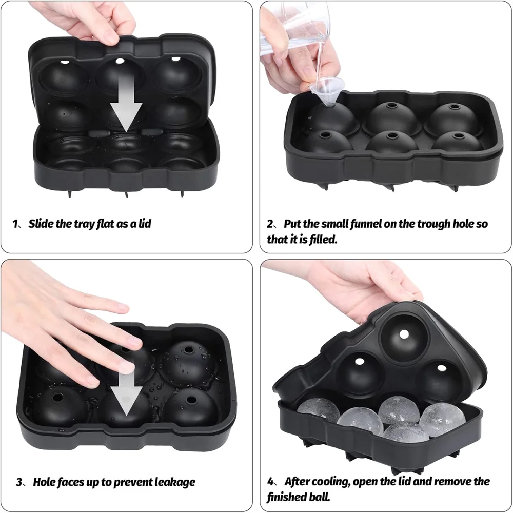 Moldes para hielo, moldes y bandejas para hielo de silicona, máquina para hacer hielo de gran tamaño en forma de esferas y cubos, perfecta para cócteles, whisky