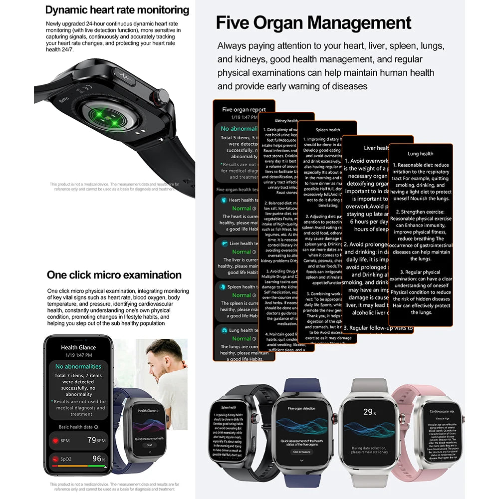 Reloj Inteligente ECG Presión Arterial Bluetooth
