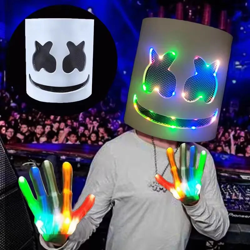 Máscara LED de DJ para Halloween, Máscara Realista de Marshmello, Máscara de Casco Transpirable, Duradera, para Carnaval, Festival, Fiesta de Halloween, Cosplay