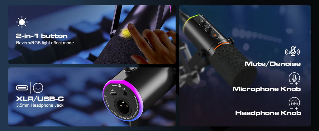 Micrófono XLR/USB para Podcast y Juegos con Brazo
