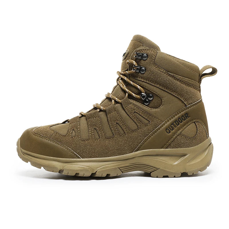 Botas de senderismo todoterreno para hombre, antideslizantes de caña alta