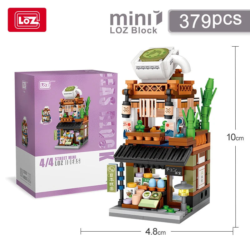 LOZ-serie de calle giratoria, tienda de ramen de estilo japonés, casa de aguas termales, tienda de ropa, tienda matcha, modelo de bloques de construcción, juguetes de regalo