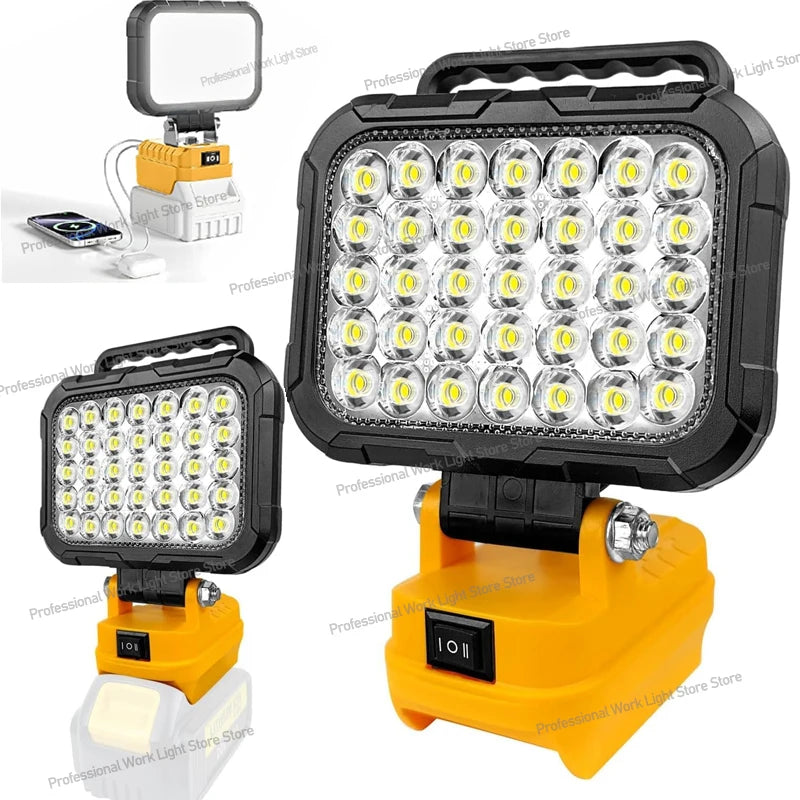 Lámpara de Trabajo LED 60W para Batería DeWalt 20V con carga USB