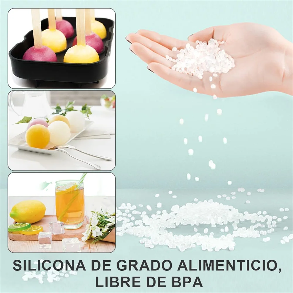 Moldes para hielo, moldes y bandejas para hielo de silicona, máquina para hacer hielo de gran tamaño en forma de esferas y cubos, perfecta para cócteles, whisky