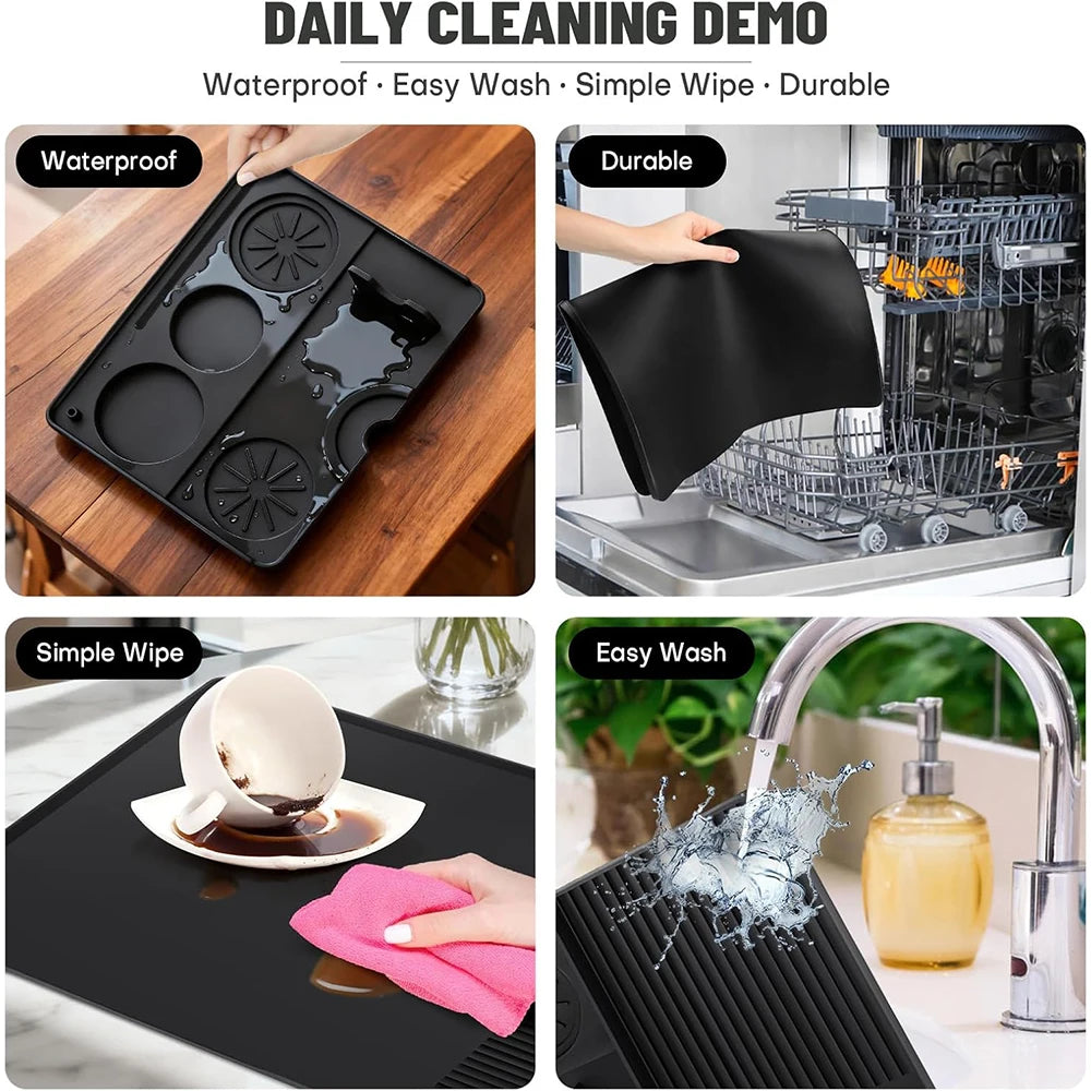 LMETJMA-alfombrilla de silicona para café con alfombrilla desmontable, antideslizante, resistente al calor, para máquina de café expreso Ninja Luxe