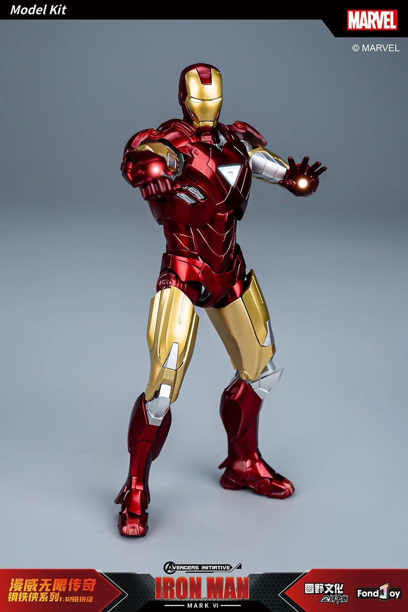 Figura de Anime de Iron Man MK5 de Marvel, Kit de Modelo a Escala 1/12, Serie Infinity Saga, Ironman Mark 5, Ensamblaje ABS, Articulaciones Móviles, Regalos y Juguetes