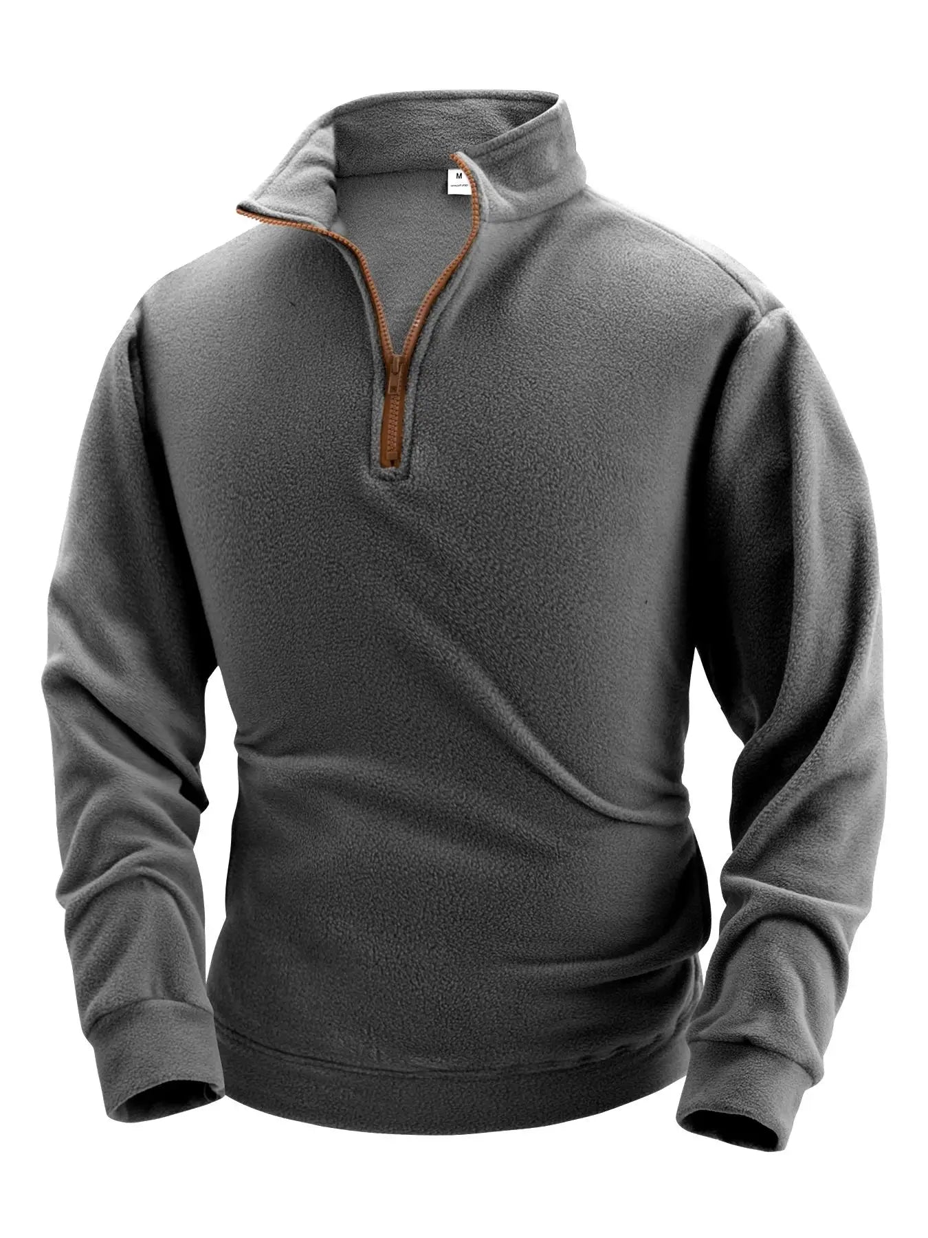 Suéter de forro polar grueso de calidad para hombre, con cuello con cremallera y manga larga, ropa deportiva para hombre, chaqueta softshell para hombre