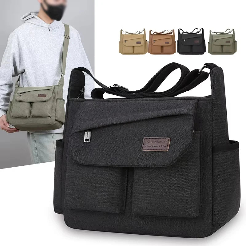 Bolso bandolera para hombre, diseño con múltiples bolsillos, bolso de hombro de gran capacidad, elementos esenciales para exteriores, almacenamiento funcional, viajeros urbanos