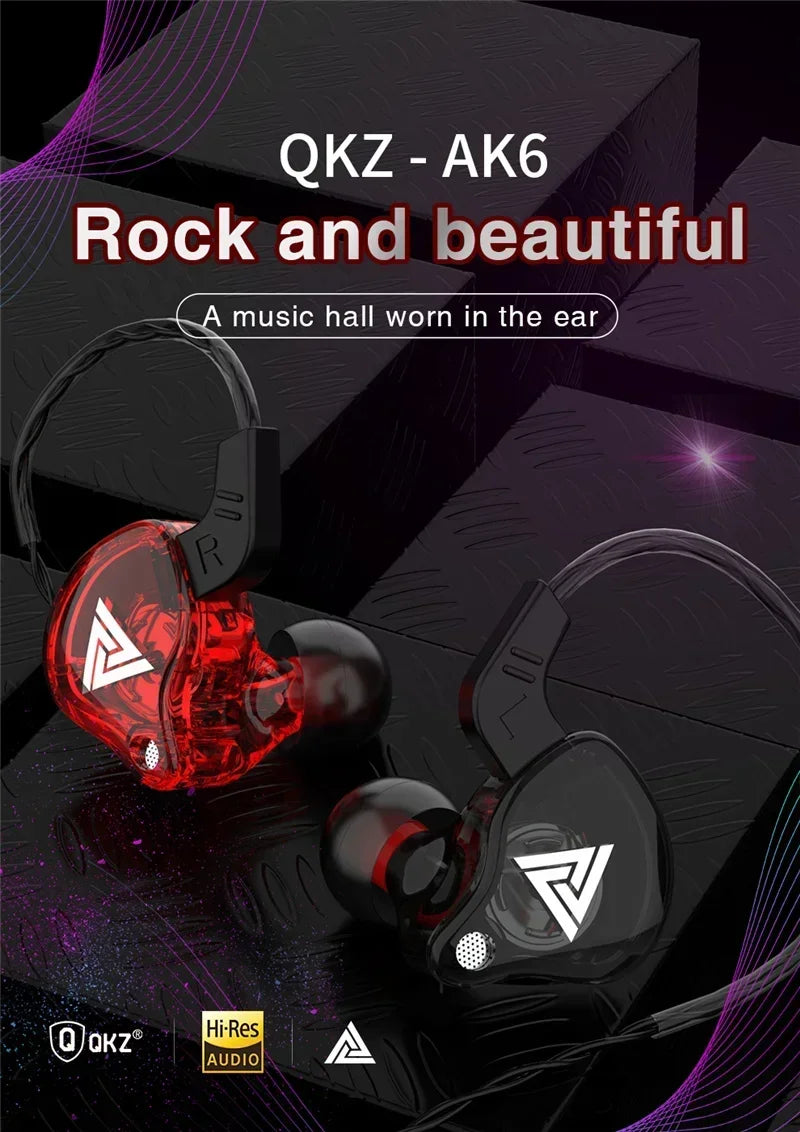Auriculares intrauditivos originales QKZ AK6, auriculares con 6 unidades de controlador dinámico y micrófono, auriculares estéreo deportivos HIFI con subwoofer, auriculares de monitorización