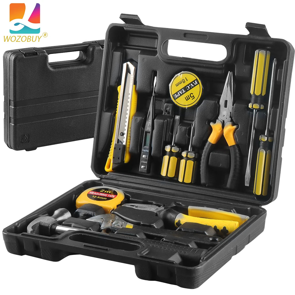 Juego de herramientas de 8/9/12/13 piezas, Kit de herramientas manuales para sujetar el hogar General con caja de herramientas de plástico, estuche de almacenamiento utilizado para reparación de automóviles y reparación d