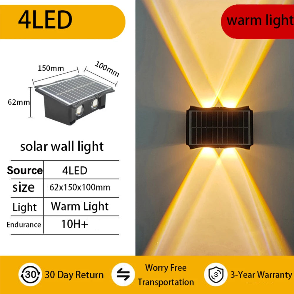Lámpara Solar LED de Pared para Jardín - Impermeable con RGB