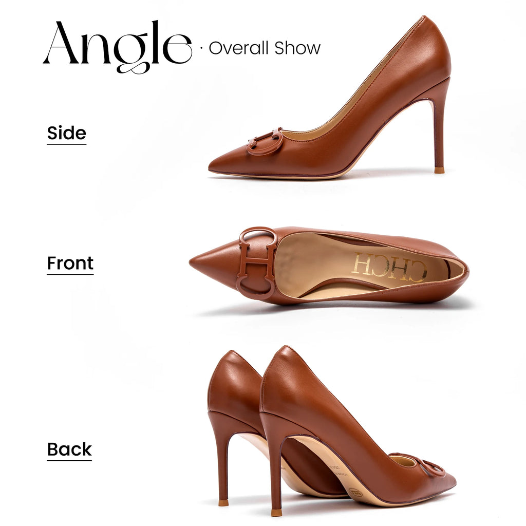 Zapatos de Tacón Alto para Mujer con Hebilla y Punta Fina 9 cm