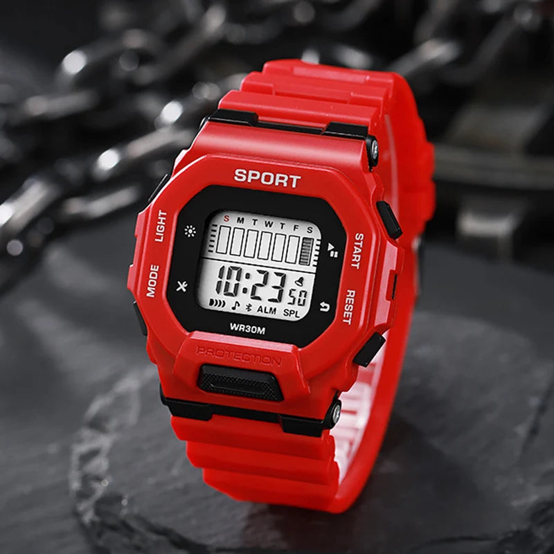 Reloj deportivo YIKAZE para hombre, relojes digitales LED resistentes al agua, tendencia de aventura al aire libre para estudiantes, reloj electrónico multifuncional para regalo