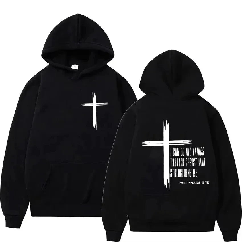Sudadera con Capucha Estampado Religioso para Hombre, Pullover