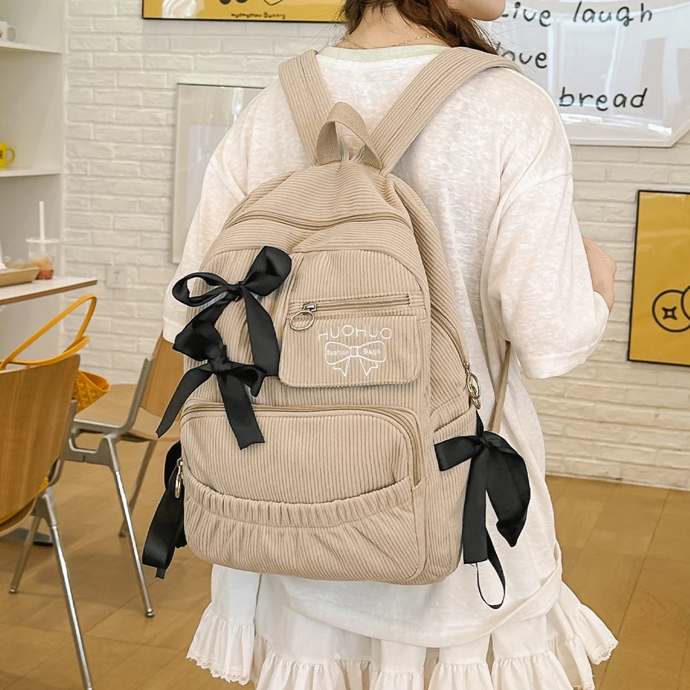 Mochila Estilo Coreano con Lazo para Mujer
