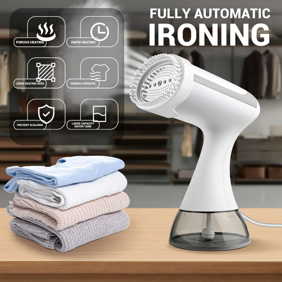 Máquina de planchar colgante portátil de 1500W, máquina de planchar manual, plancha de vapor para el hogar, plancha de vapor húmeda para ropa