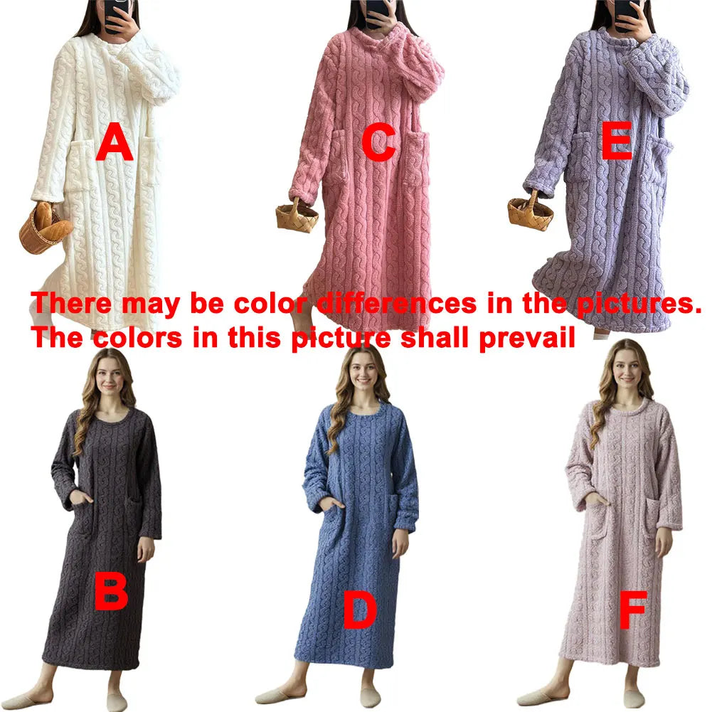 Camisón de terciopelo Coral para mujer, pijamas para mujer, ropa de dormir larga de otoño e invierno, conjuntos de batas cálidas, ropa para el hogar, albornoz, camisón