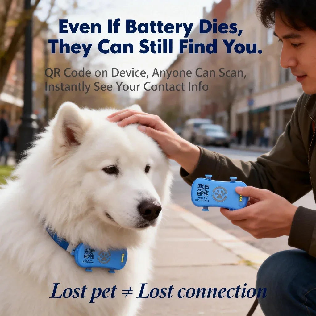 Rastreador GPS para Mascotas (Perros y Gatos) con IoT Integrado, SIM, WiFi, Seguimiento Ilimitado, Código QR, Localizador Antipérdida, Requiere Suscripción