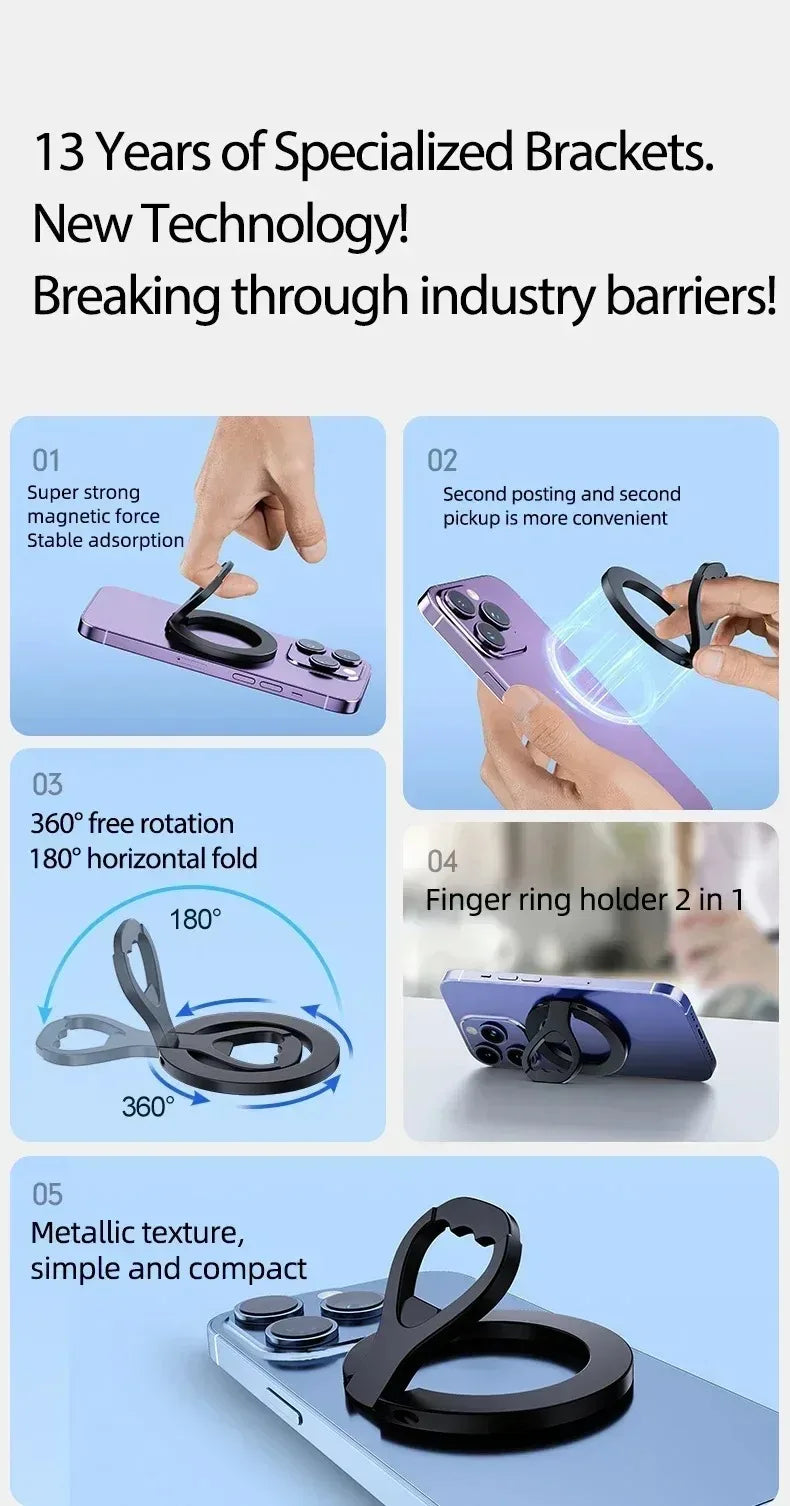 Soporte Magnético para Teléfono de Coche con Anillo, Soporte de Imán Fuerte y Abrebotellas para Magsafe iPhone 17 16 15 14 13 12 Pro Max