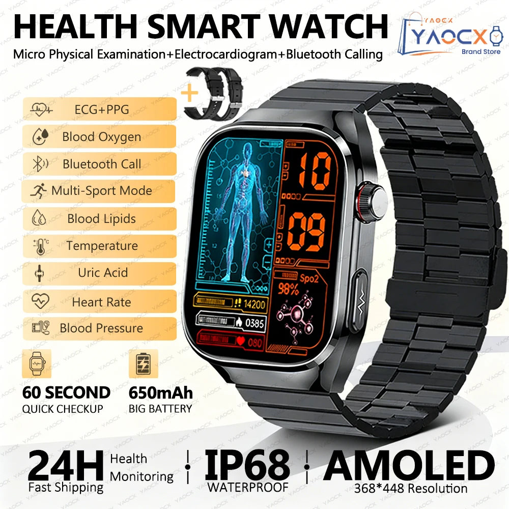 Reloj Inteligente ECG Presión Arterial Bluetooth