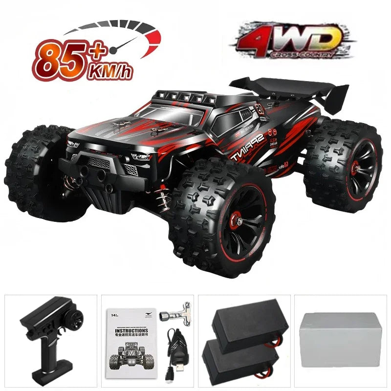 Coche teledirigido 1:16, 85 KM/H o 50 KM/H, 4WD, con Control remoto LED, camión Monster 4x4 de deriva de alta velocidad para niños vs Wltoys 124017   Juguetes