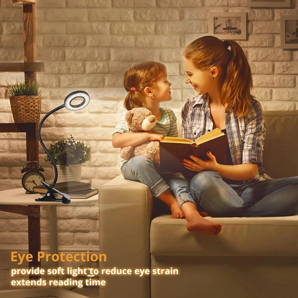 Lámpara LED Flexible con Clip 360° para Lectura