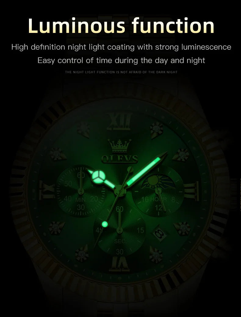 Reloj de Cuarzo OLEVS 2932 para Hombre con Cronógrafo y Diamantes